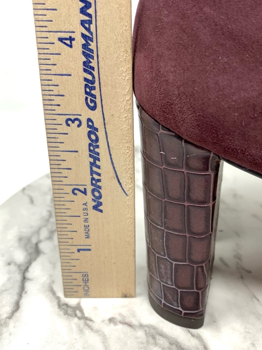 Essex Lane Margan Burgundy Suede Reptile Print Block Heel Pumps 8 Classic Preppy - Picture 14 of 15